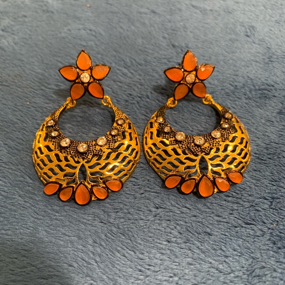 Orange Ethnic Earrings